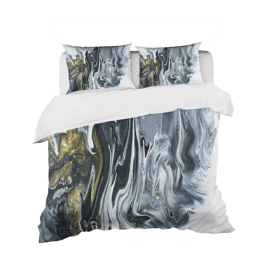 Designart 'White, grey and White Marble Acrylic' Mid-Century Modern Bedding Set